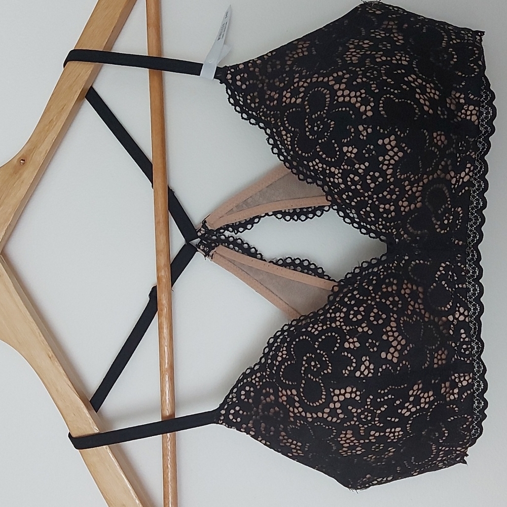 2 for $25 ✨NWT Aerie Wireless Black/Beige Lace Racer Back Bra Size 34B